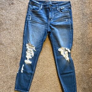 American Eagle Outfitters Distressed Skinny Jeans - Blue